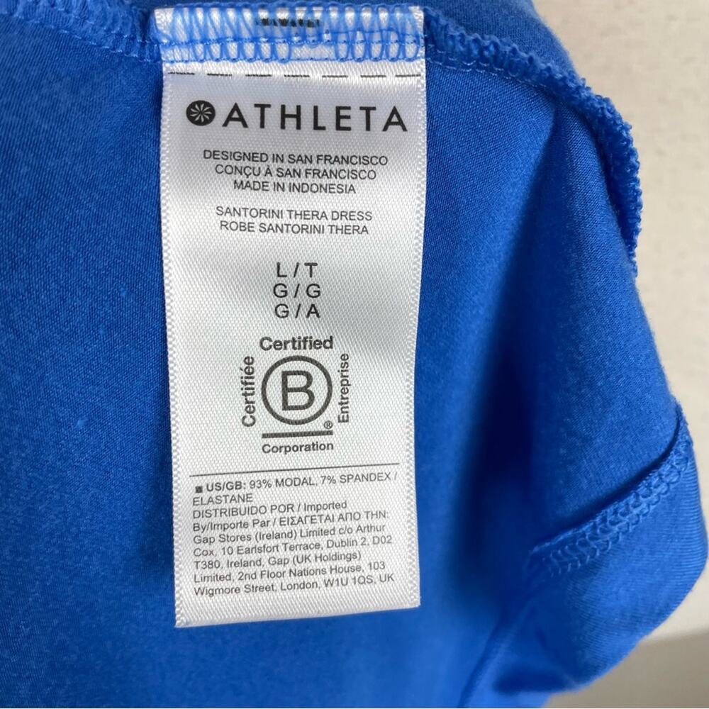 Athleta Blue Sleeveless Stretch Knit Crew Neck Midi Athletic Athleisure Dress Lg - Picture 8 of 9